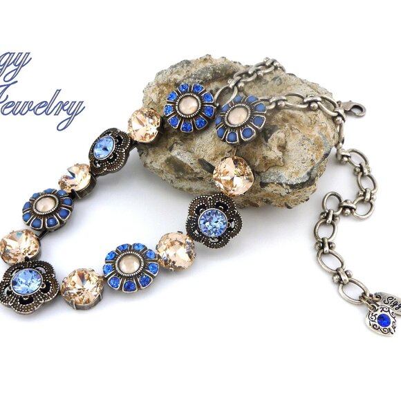 Starlight Bay Flower Statement Necklace Made with Genuine Swarovski Crystals - Picture 4 of 6